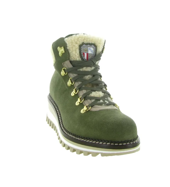 apres ski bottes fourrees - Chaussure neige - femme - Nubuck - Kaki - New italia shoes
