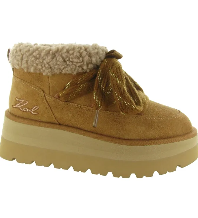 apres ski bottes fourrees - Chaussure neige - femme - Nubuck - Chestnut - Karl lagerfeld