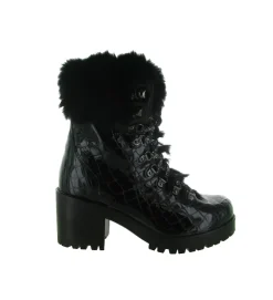 apres ski bottes fourrees - Chaussure neige - femme - Cuir - Noir - New italia shoes