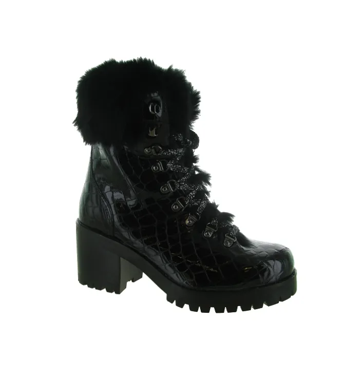 apres ski bottes fourrees - Chaussure neige - femme - Cuir - Noir - New italia shoes