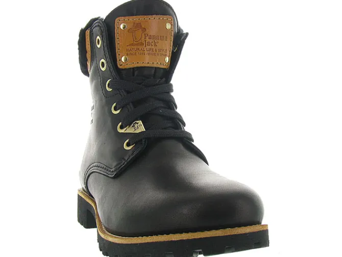 apres ski bottes fourrees - Chaussure neige - femme - Cuir - Noir - Panama jack