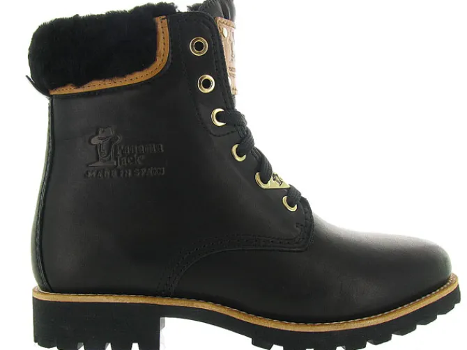 apres ski bottes fourrees - Chaussure neige - femme - Cuir - Noir - Panama jack