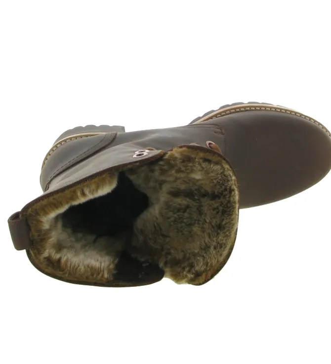 apres ski bottes fourrees - Chaussure neige - femme - Cuir - Marron - Panama jack