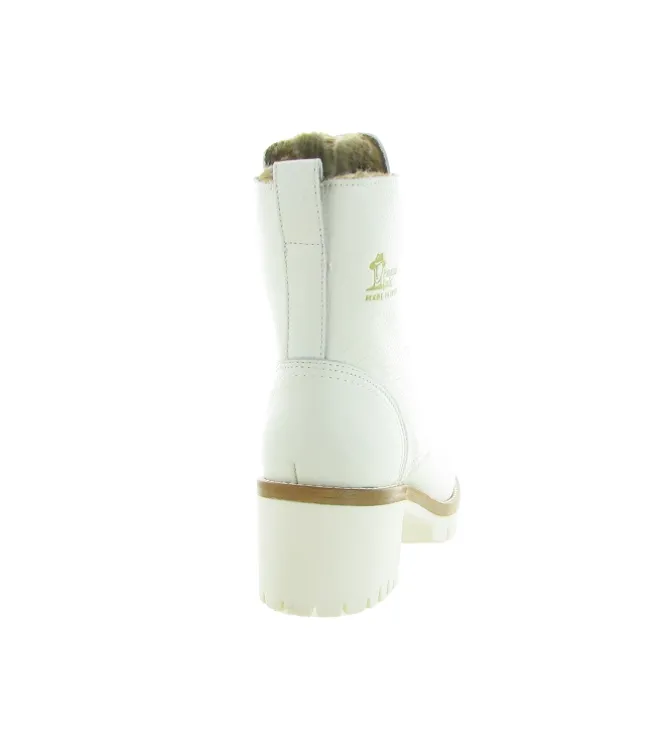 apres ski bottes fourrees - Chaussure neige - femme - Cuir - Blanc - Panama jack