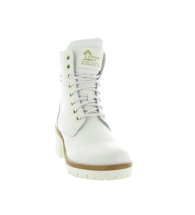 apres ski bottes fourrees - Chaussure neige - femme - Cuir - Blanc - Panama jack