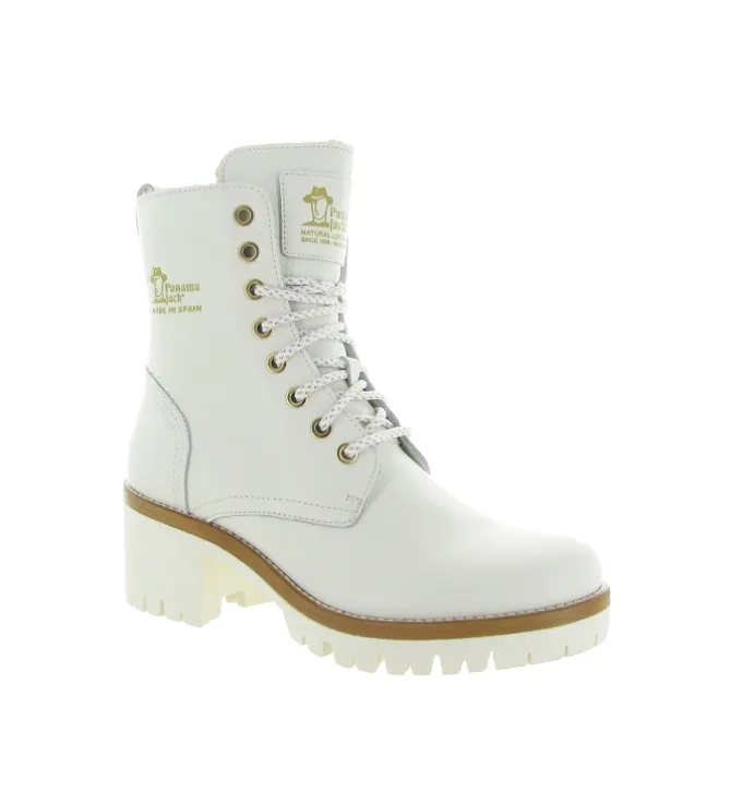 apres ski bottes fourrees - Chaussure neige - femme - Cuir - Blanc - Panama jack