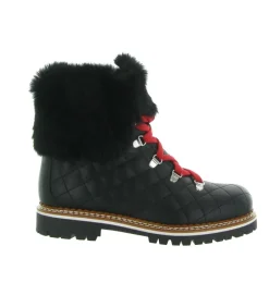 apres ski bottes fourrees - Chaussure neige - femme - Cuir - Noir - La thuile