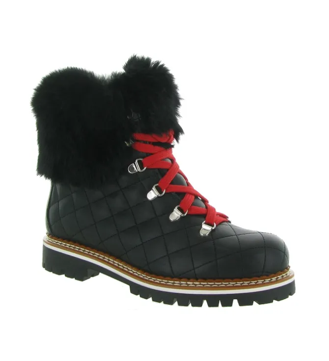 apres ski bottes fourrees - Chaussure neige - femme - Cuir - Noir - La thuile
