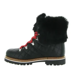 apres ski bottes fourrees - Chaussure neige - femme - Cuir - Noir - La thuile