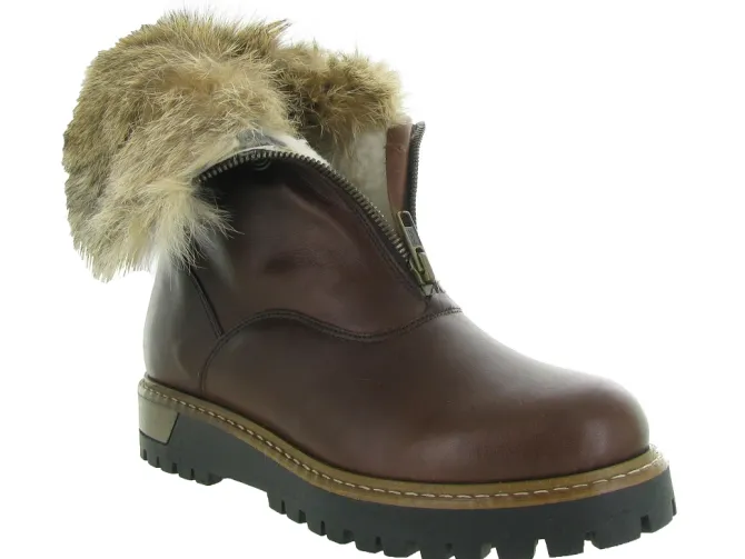 apres ski bottes fourrees - Chaussure neige - femme - Cuir - Marron - La thuile
