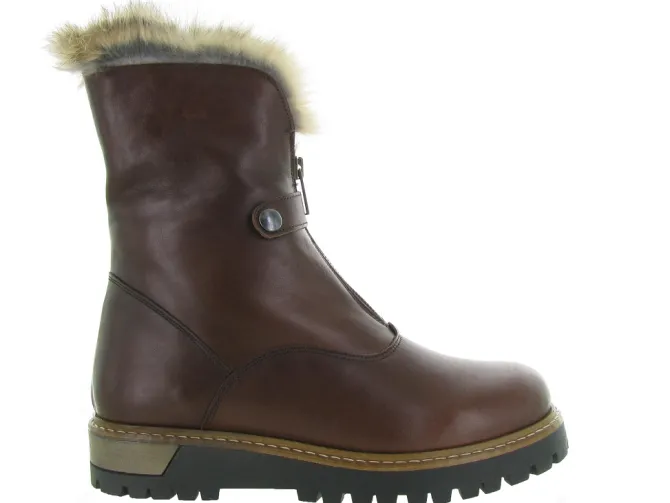 apres ski bottes fourrees - Chaussure neige - femme - Cuir - Marron - La thuile