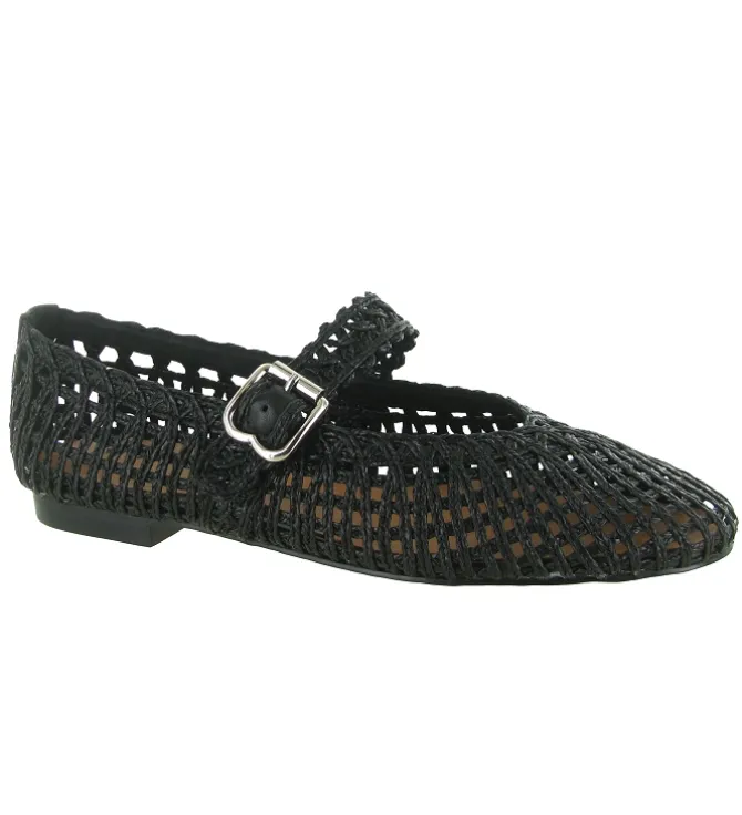 ballerines - Ballerine plate - femme - Raphia - Noir - Bibi lou