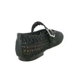 ballerines - Ballerine plate - femme - Raphia - Noir - Bibi lou