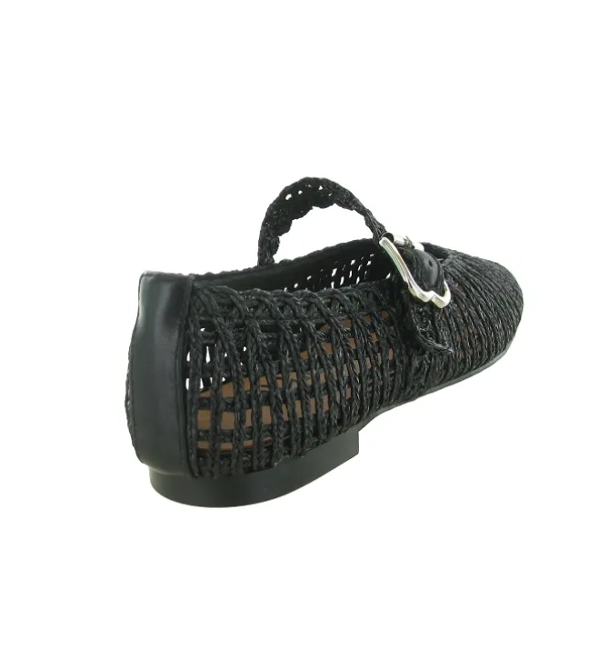 ballerines - Ballerine plate - femme - Raphia - Noir - Bibi lou