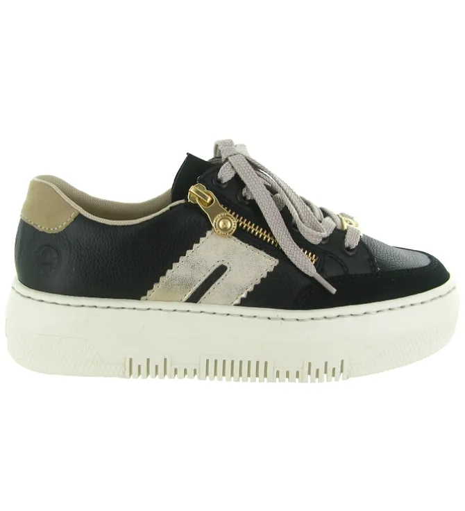 baskets et sneakers - Confort - femme - Cuir - Noir - Rieker