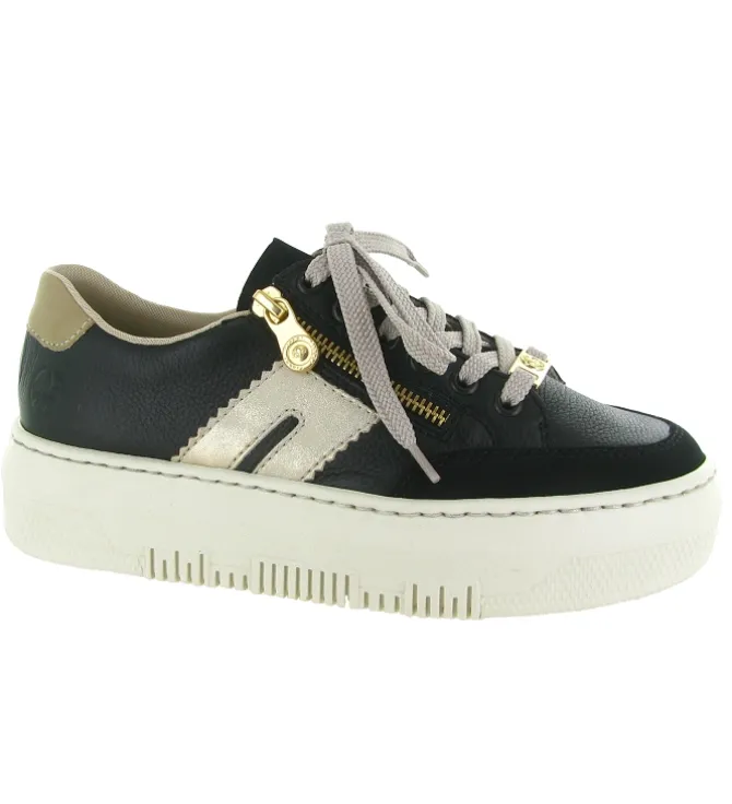 baskets et sneakers - Confort - femme - Cuir - Noir - Rieker