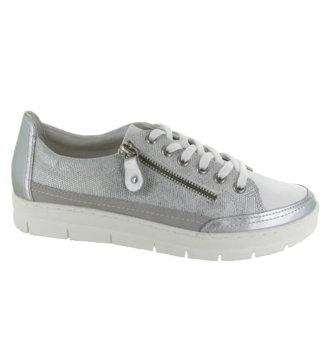 baskets et sneakers - Confort - femme - Cuir - Argent - Remonte