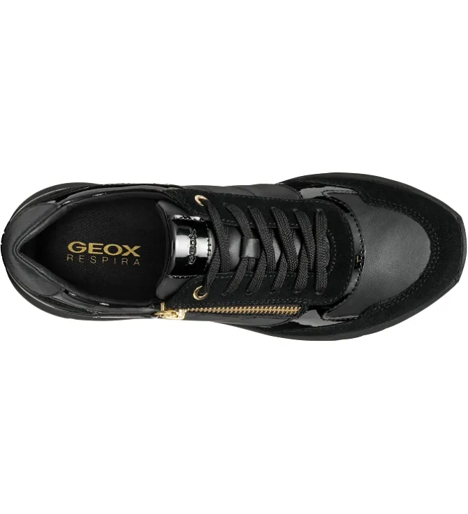baskets et sneakers - Confort - femme - Cuir laminé - Noir - Geox
