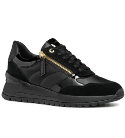 baskets et sneakers - Confort - femme - Cuir laminé - Noir - Geox