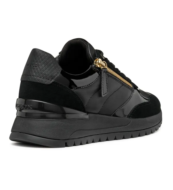 baskets et sneakers - Confort - femme - Cuir laminé - Noir - Geox