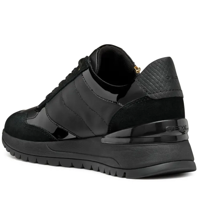 baskets et sneakers - Confort - femme - Cuir laminé - Noir - Geox