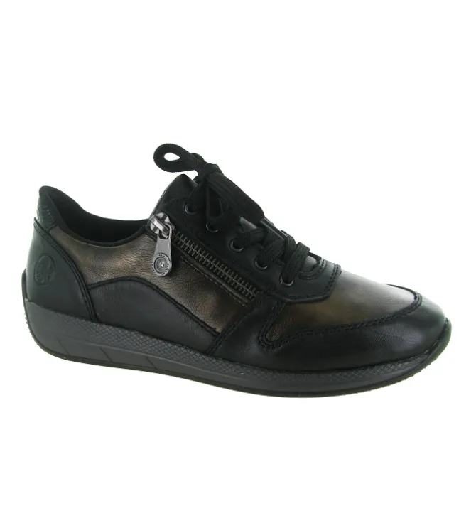 baskets et sneakers - Confort - femme - Cuir - Noir - Rieker