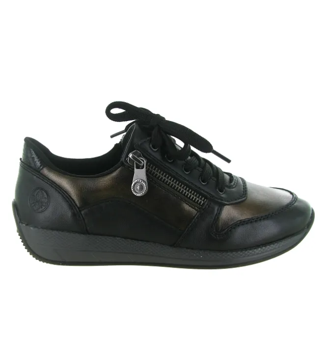 baskets et sneakers - Confort - femme - Cuir - Noir - Rieker