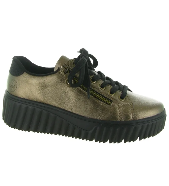 baskets et sneakers - Confort - femme - Cuir - Bronze - Rieker