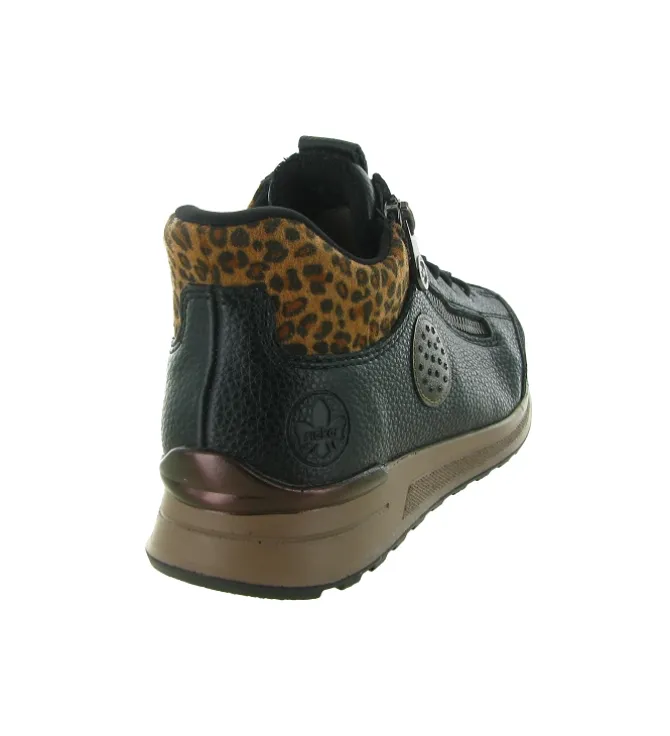 baskets et sneakers - Confort - femme - Cuir - Noir - Rieker