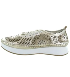 baskets et sneakers - Confort - femme - Cuir - Or - Madory