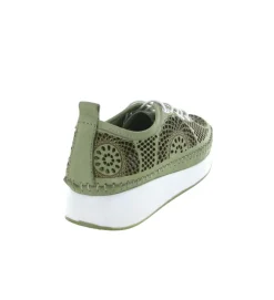 baskets et sneakers - Confort - femme - Cuir - Kaki - Madory