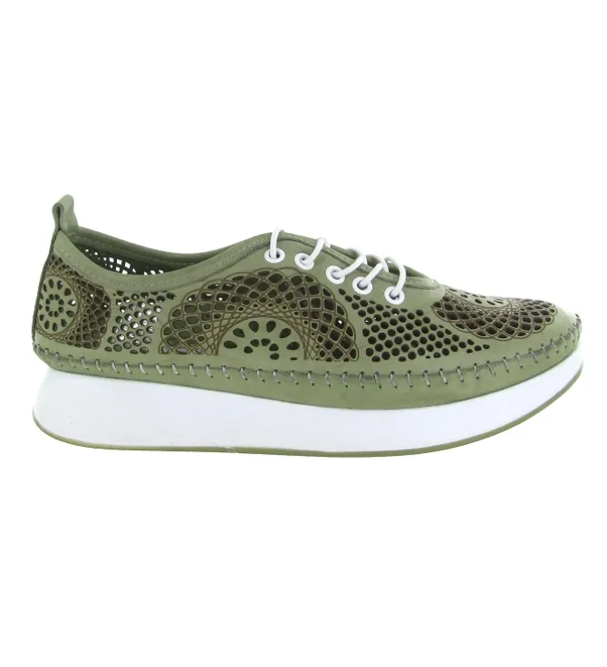 baskets et sneakers - Confort - femme - Cuir - Kaki - Madory