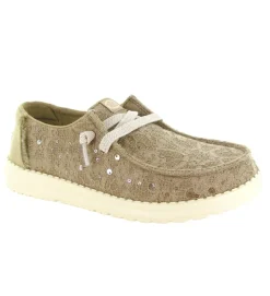 baskets et sneakers - Confort - femme - Toile - Beige - Hey dude