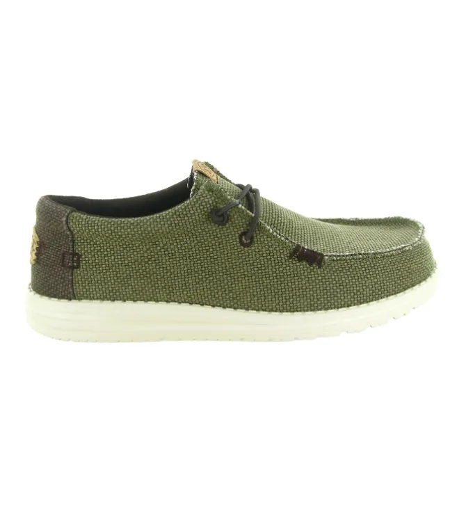 baskets et sneakers - Confort - homme - Toile - Vert - Hey dude
