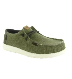 baskets et sneakers - Confort - homme - Toile - Vert - Hey dude