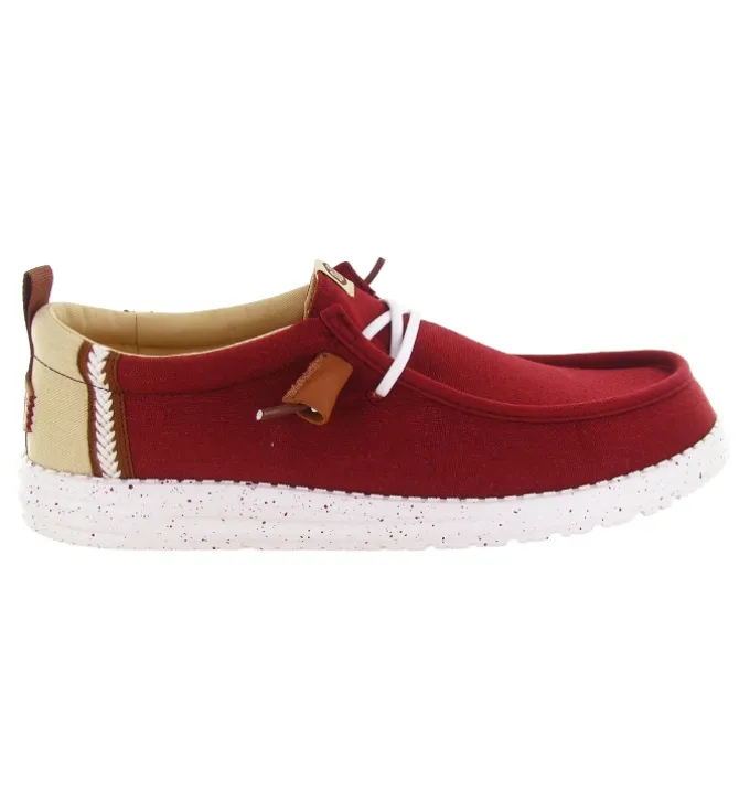 baskets et sneakers - Confort - homme - Toile - Rouge - Hey dude