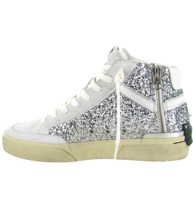 baskets et sneakers - Montante - femme - Cuir - Glitter - Paillettes - Crime london