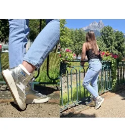 baskets et sneakers - Montante - femme - Cuir - Argent - Semerdjian