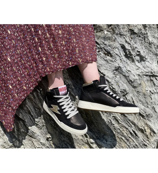 baskets et sneakers - Montante - femme - Cuir - Noir - Semerdjian