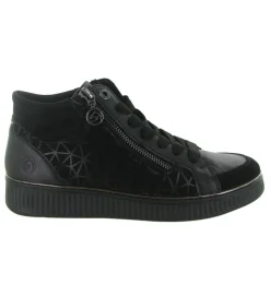 baskets et sneakers - Montante - femme - Cuir - Noir - Remonte