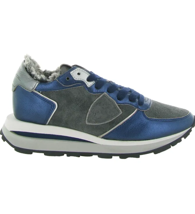 baskets et sneakers - Tendance - femme - Cuir - Bleu - Philippe model