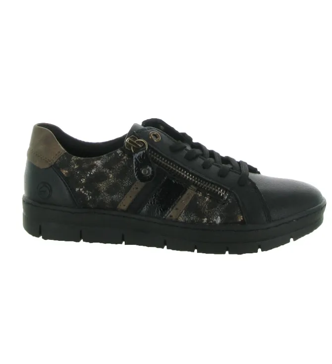 baskets et sneakers - Tendance - femme - Cuir - Noir - Remonte