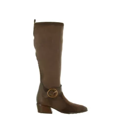 bottes - Cavalières - femme - Nubuck - Marron - Hispanitas