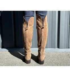 bottes - Cuissardes - femme - Nubuck - Beige - Julie dee