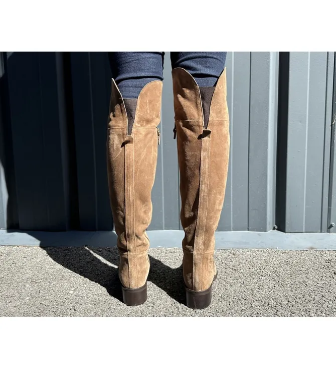 bottes - Cuissardes - femme - Nubuck - Beige - Julie dee