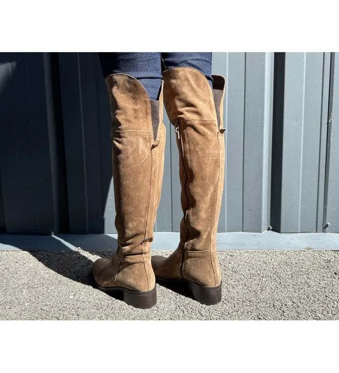 bottes - Cuissardes - femme - Nubuck - Beige - Julie dee
