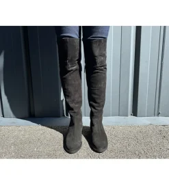 bottes - Cuissardes - femme - Nubuck - Noir - Julie dee