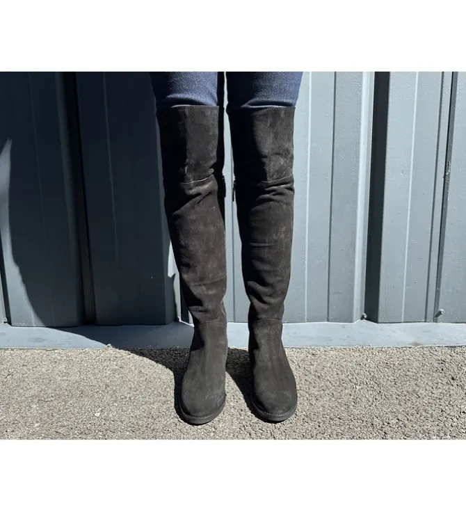 bottes - Cuissardes - femme - Nubuck - Noir - Julie dee