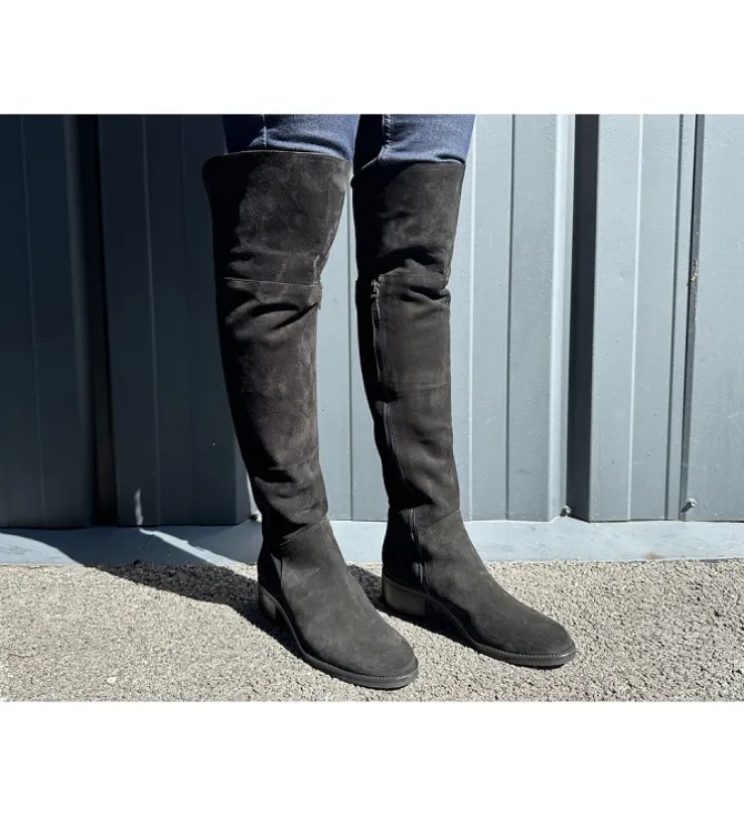 bottes - Cuissardes - femme - Nubuck - Noir - Julie dee