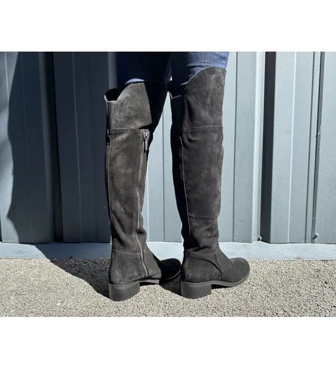 bottes - Cuissardes - femme - Nubuck - Noir - Julie dee